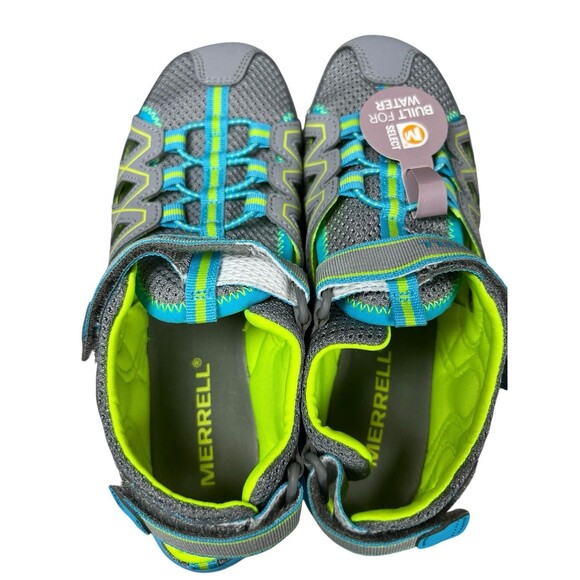 Merrell Hydro‎ Quench Water Sandals Kids Size 4M Gray Blue Yellow NWT Summer - Picture 7 of 10